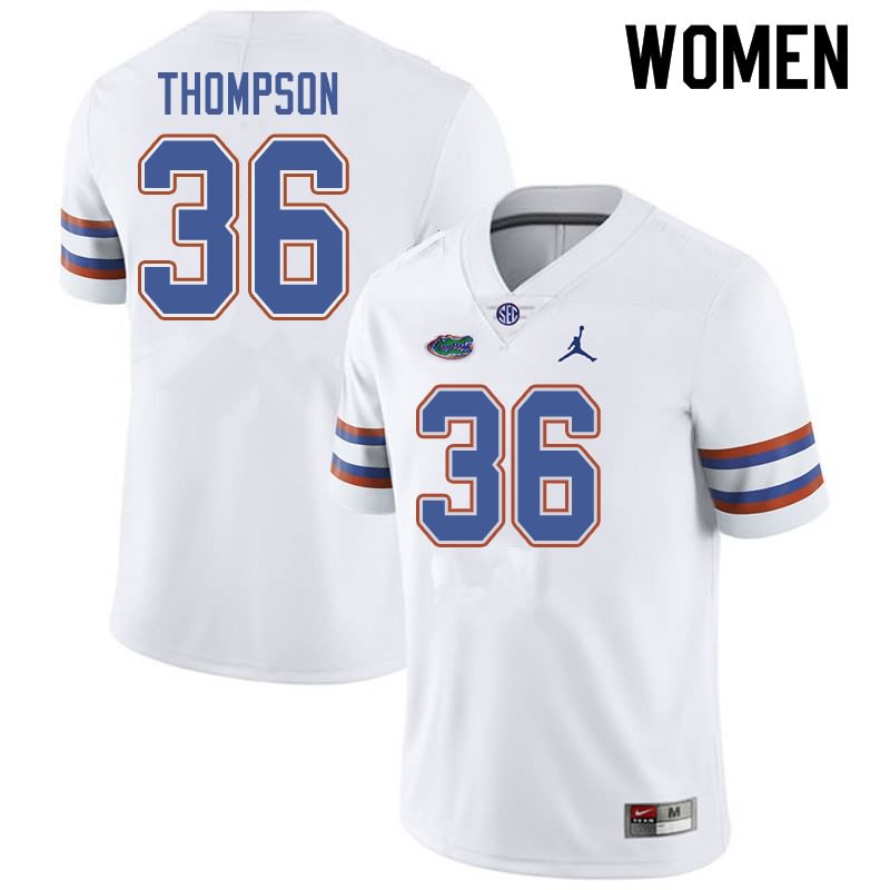 NCAA Florida Gators Trey Thompson Women's #36 Jordan Brand White Stitched Authentic College Football Jersey TFT2264ER